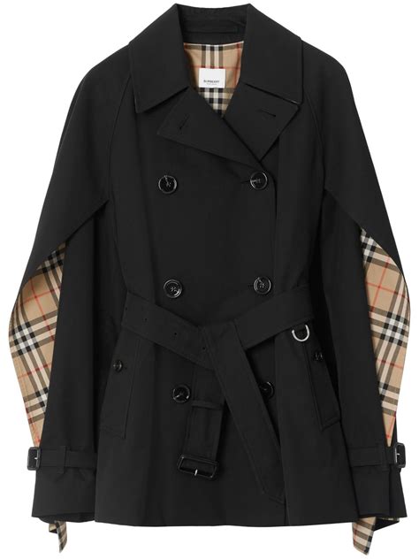 burberry womens black cotton crop jacket|Burberry cropped trench coat.